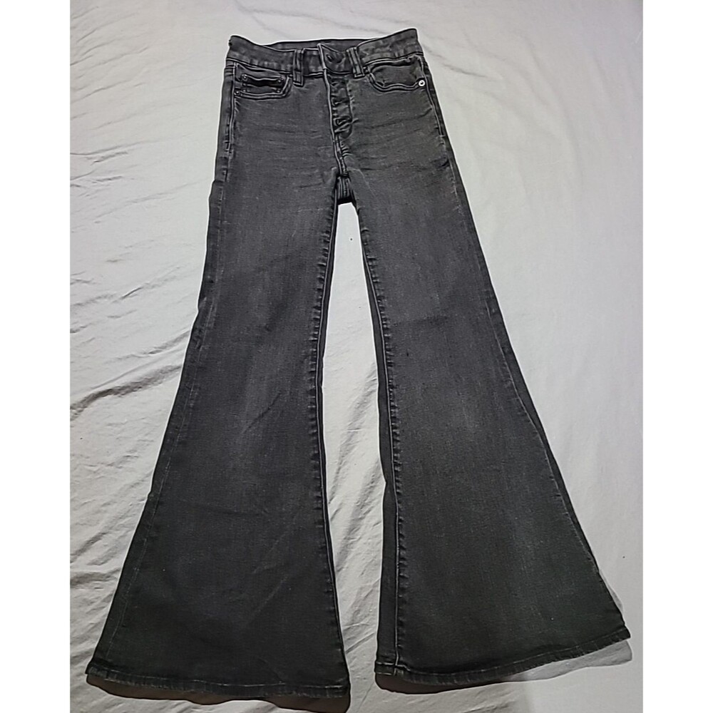 American Eagle Outfitters Festival Flare Button Fly Stretch Womens Black Size 00